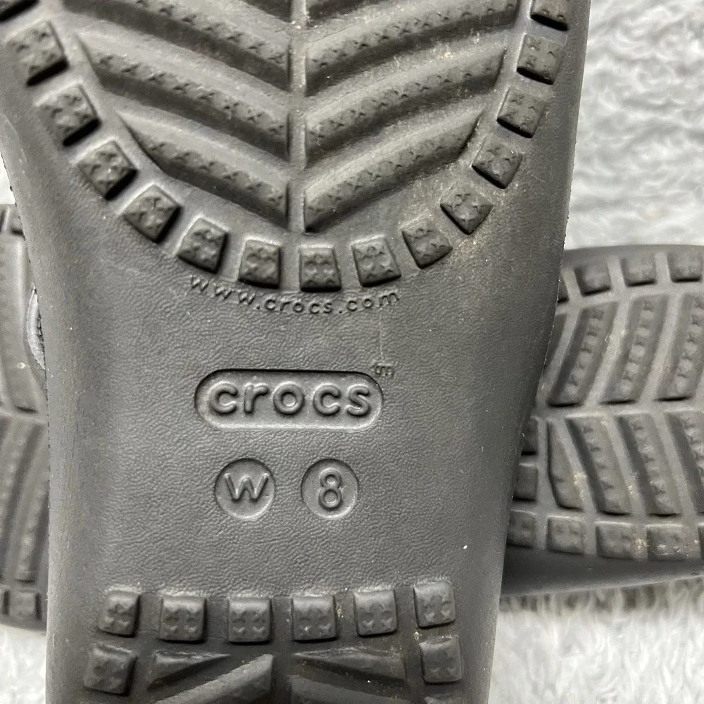 Crocs Sandals Womens 8 Kadee II Black Slides Z Strap Comfort Slip On Lightweight